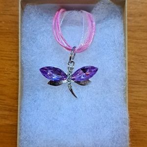 Amethyst Crystal Dragonfly Necklace